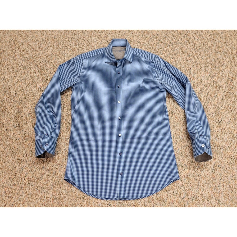 Twillory Shirt Mens 14.5 / 32 Blue Check‎ Button Up Tailored Fit Performance